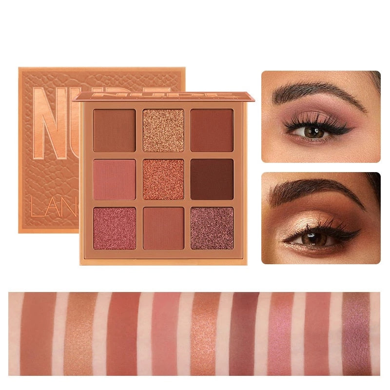 Paleta de Sombras 9 Cores Vários Tons  - Langmanni